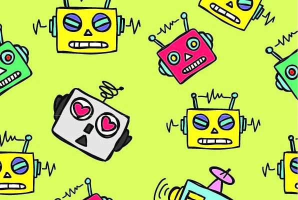 几何卡通机器人图案印花矢量图服装纺织数码印花花型素材