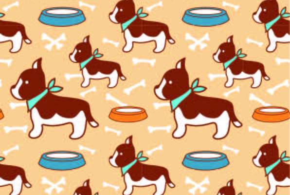 卡通动物小狗骨头印花矢量图服装纺织数码印花花型素材