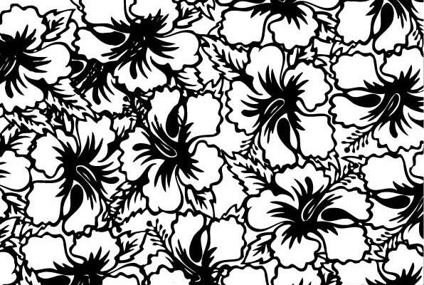 黑白植物花卉印花矢量图服装纺织数码印花花型素材