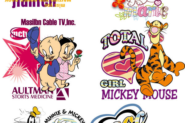 卡通动漫迪士尼跳跳虎字母印花矢量图服装裁片T恤烫图印花花型素材