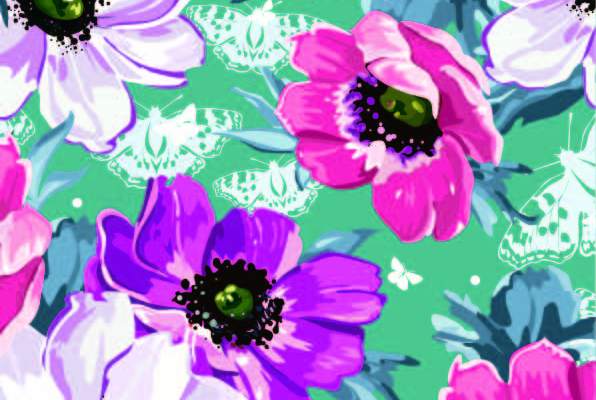 植物水彩花纹牡丹花印花矢量图服装纺织数码印花花型素材