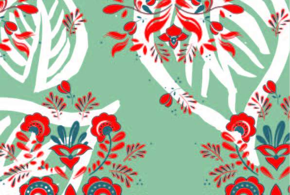 几何花纹植物叶子拼接印花矢量图服装纺织数码印花花型素材