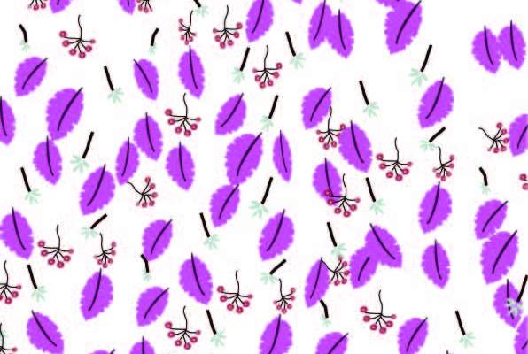 植物紫色叶子印花矢量图服装纺织数码印花花型素材