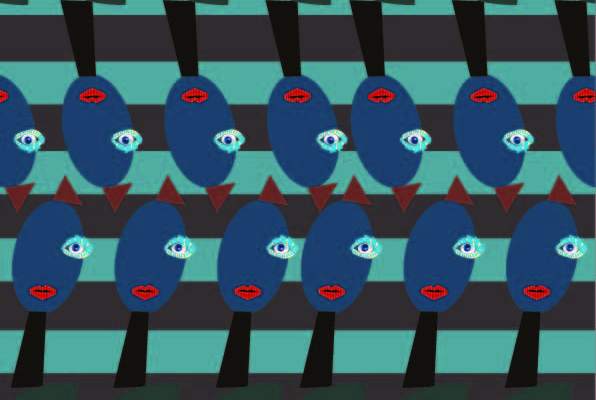 几何图案抽象人物印花矢量图服装纺织数码印花花型素材