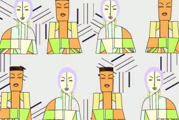 几何图案抽象人物印花矢量图服装纺织数码印花花型素材