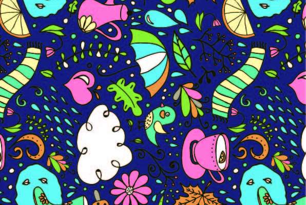 卡通几何花朵印花矢量图服装纺织数码印花花型素材