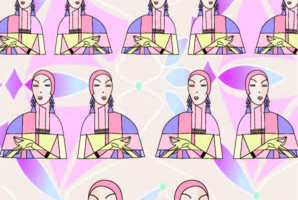 几何图案抽象人物印花矢量图服装纺织数码印花花型素材