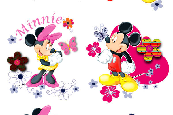 卡通动漫迪士尼米奇字母印花矢量图服装裁片T恤烫图印花花型素材