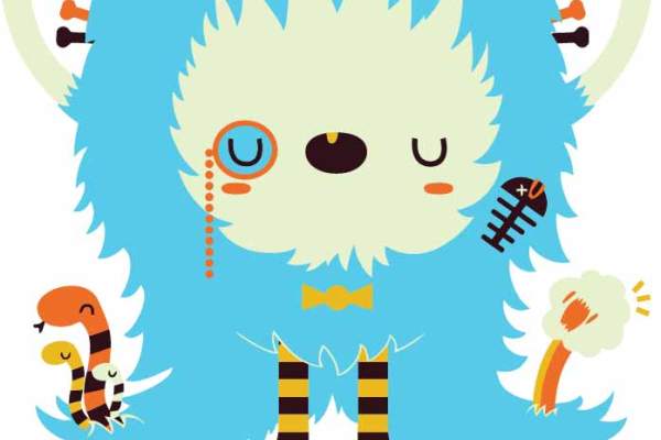 嘻哈风卡通人物字母印花矢量图服装裁片T恤烫图印花花型素材