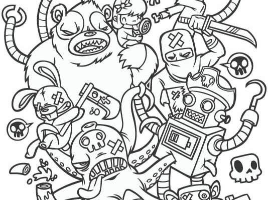 机器人字母印花矢量图服装裁片T恤烫图印花花型素材