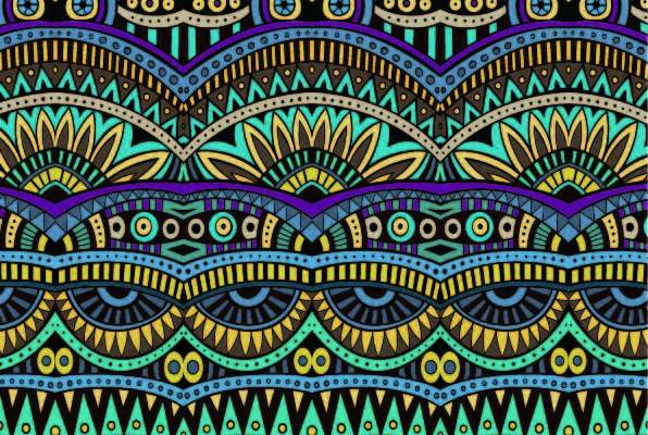 几何复古花纹波浪印花矢量图服装纺织数码印花花型素材