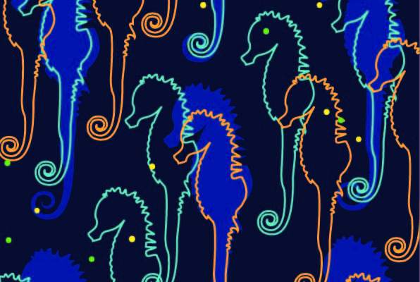 几何条纹海洋动物海马印花矢量图服装纺织数码印花花型素材