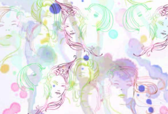 色彩拼接人物印花矢量图服装纺织数码印花花型素材