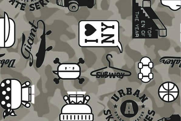 几何涂鸦卡通图案字母印花矢量图服装纺织数码印花花型素材