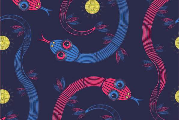 几何线条图案蛇印花矢量图服装纺织数码印花花型素材