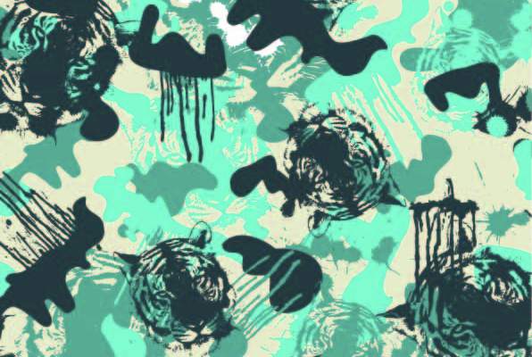 色彩涂鸦迷彩老虎头像印花矢量图服装纺织数码印花花型素材