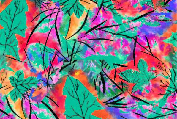 色彩涂鸦植物叶子拼接印花矢量图服装纺织数码印花花型素材