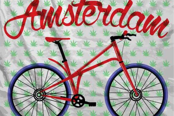 植物叶子花纹字母自行车印花矢量图服装裁片T恤烫图印花花型素材