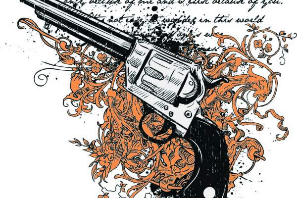 几何花纹手枪字母印花矢量图服装裁片T恤烫图印花花型素材