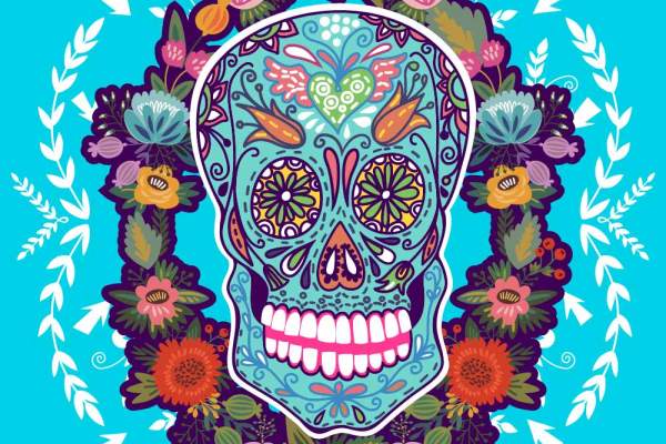 植物花卉骷髅头花纹印花矢量图服装裁片T恤烫图印花花型素材