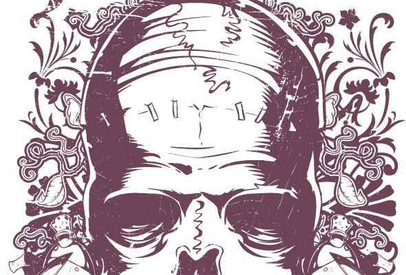 植物花纹骷髅头字母印花矢量图服装裁片T恤烫图印花花型素材