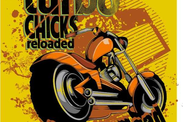 几何涂鸦字母摩托车印花矢量图服装裁片T恤烫图印花花型素材