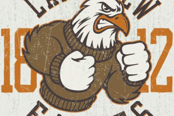 动物老鹰字母数字印花矢量图服装裁片T恤烫图印花花型素材