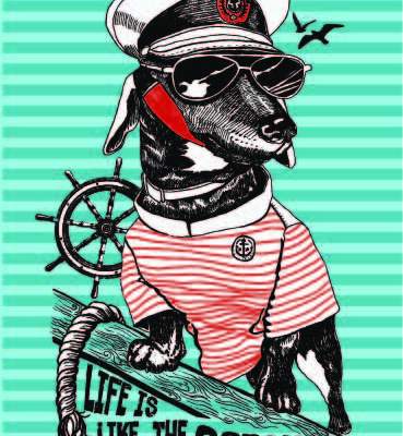 几何线条动物小狗印花矢量图服装裁片T恤烫图印花花型素材