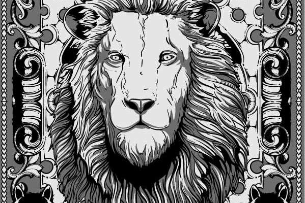几何花纹动物狮子印花矢量图服装裁片T恤烫图印花花型素材