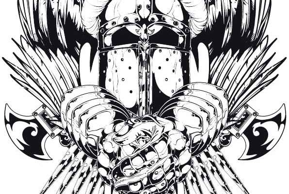 几何花纹斧头翅膀印花矢量图服装裁片T恤烫图印花花型素材