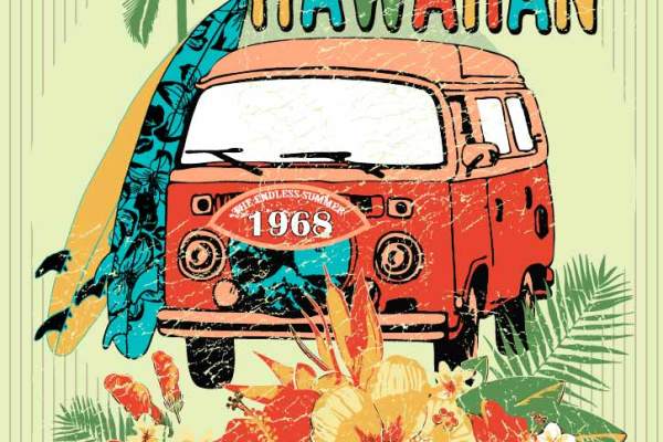 植物花卉字母巴士汽车印花矢量图服装裁片T恤烫图印花花型素材