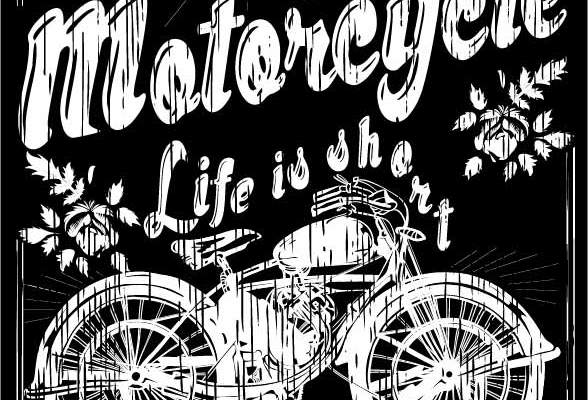 几何花纹字母骷髅头摩托车印花矢量图服装裁片T恤烫图印花花型素材