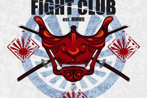 面具武士刀字母印花矢量图服装裁片T恤烫图印花花型素材