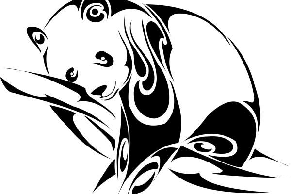 动物熊猫印花矢量图服装裁片T恤烫图印花花型素材