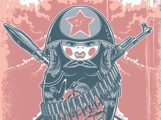 卡通人物枪支火箭弹印花矢量图服装裁片T恤烫图印花花型素材