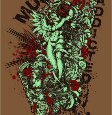 雕塑图案字母印花矢量图服装裁片T恤烫图印花花型素材