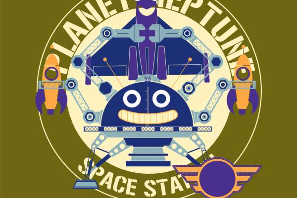 卡通机器人字母印花矢量图服装裁片T恤烫图印花花型素材