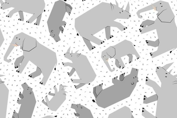 动物犀牛拼接印花矢量图服装纺织数码印花花型素材