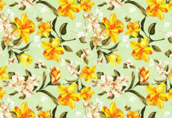 几何花纹黄色花朵印花矢量图服装纺织数码印花花型素材