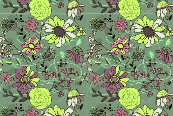 卡通植物花纹印花矢量图服装纺织数码印花花型素材