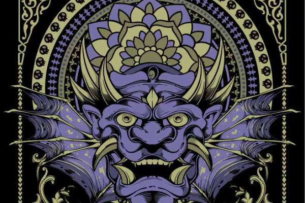 几何花纹妖怪图案印花矢量图服装裁片T恤烫图印花花型素材