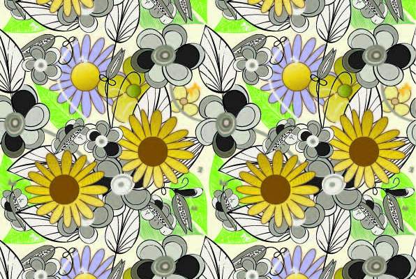 植物花纹菊花拼接印花矢量图服装纺织数码印花花型素材