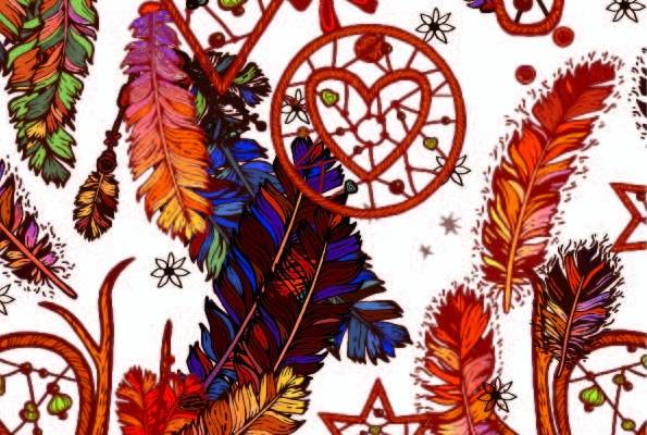 几何图案羽毛印花矢量图服装纺织数码印花花型素材