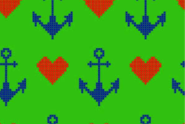 船锚爱心拼接印花矢量图服装纺织数码印花花型素材