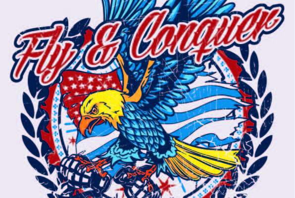 动物老鹰字母花纹印花矢量图服装裁片T恤烫图印花花型素材