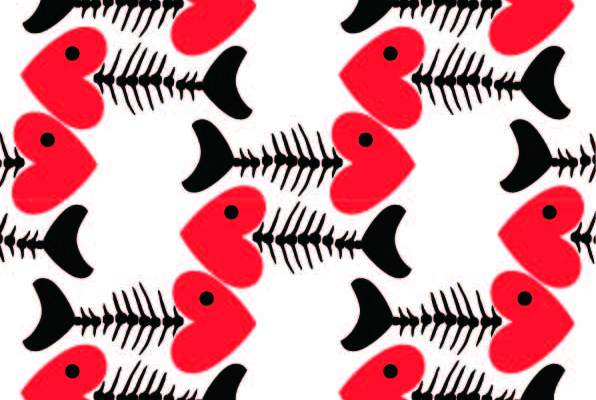 几何爱心鱼骨头图案印花矢量图服装纺织数码印花花型素材