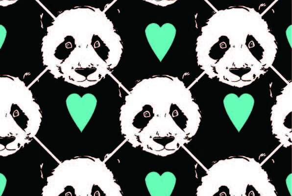 动物大熊猫爱心印花矢量图服装纺织数码印花花型素材