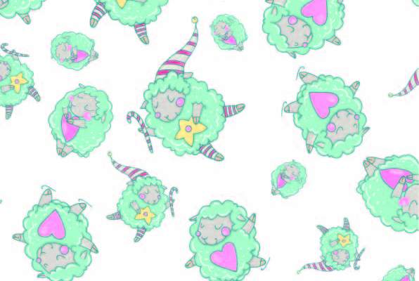 卡通动物绵羊印花矢量图服装纺织数码印花花型素材