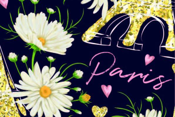 几何图案埃菲尔铁塔植物菊花印花矢量图服装纺织数码印花花型素材