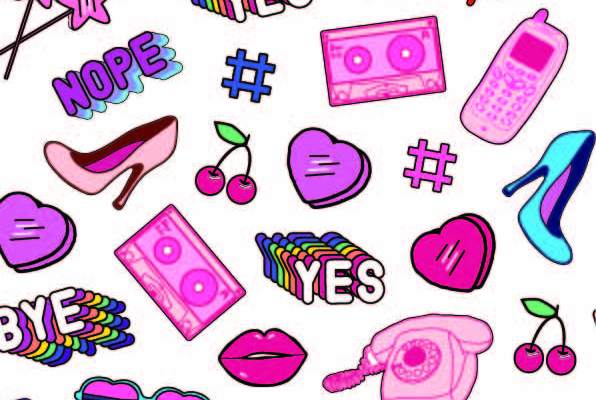 字母手机香唇印花矢量图服装纺织数码印花花型素材